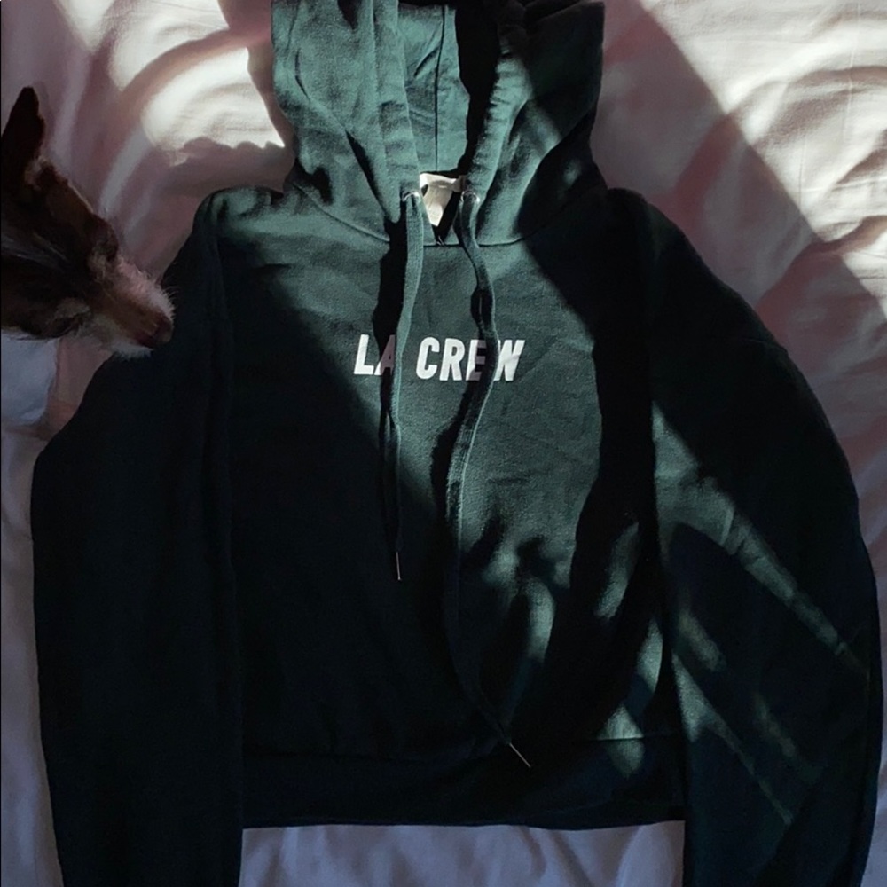 Dark Green LA Crew Cropped Hoodie